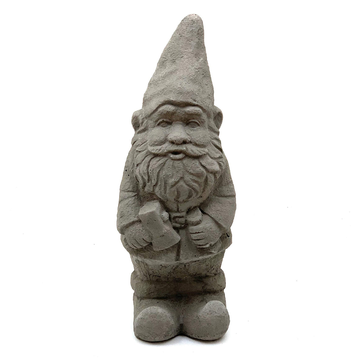 Vintage Garden Gnomes (Set/5): Durable Solid Stone Statues with Aged Texture. Sealed for Outdoor Use. Handcrafted USA. (Classic/Whitish)