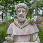 Zaer Ltd. Saint Francis Garden Statue with Birdbath, Antique Grey Magnesium, 30-36 Inch Height (30" Tall Sitting)