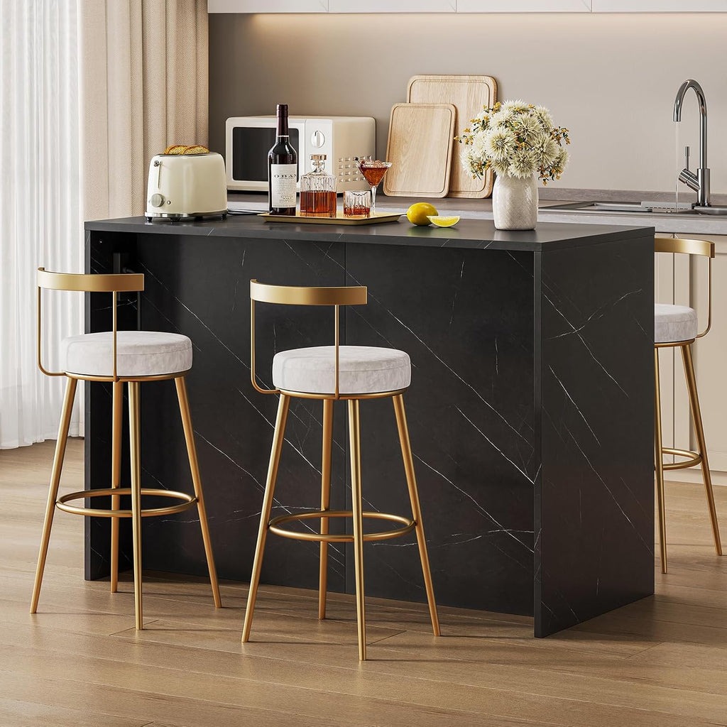 ONBRILL Kitchen Island with 2 Storage Cabinets & 4 Drawers, White+Black