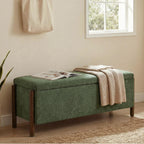 Usaint 47" Fabric Upholstered End of Bed Storage Ottoman Bench, Beige