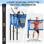 20ft Portable Outdoor Volleyball Badminton Combo Net Set