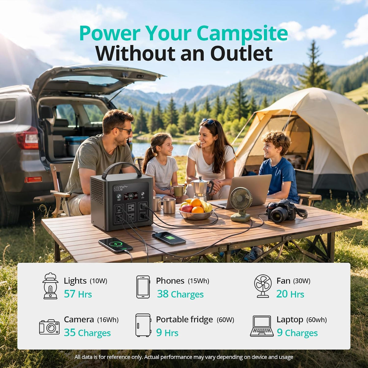 LIBRIDS Portable Power Station C600, 640Wh Solar Generator 600W 4 AC Output