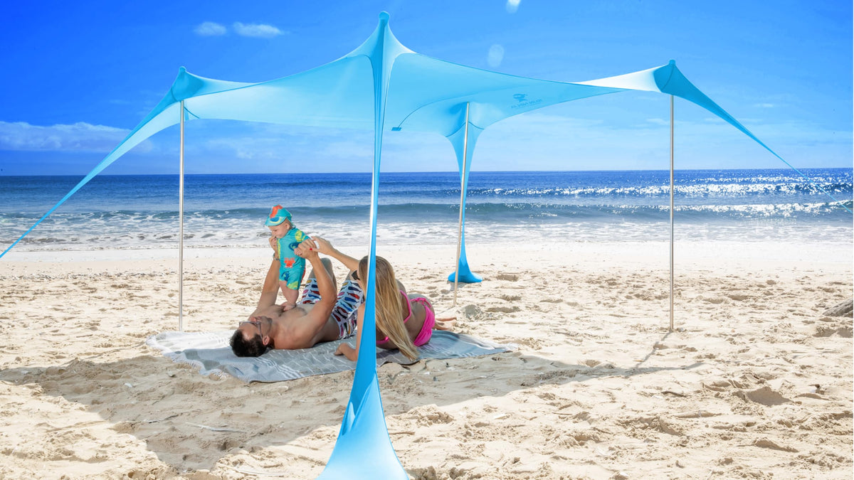 SUN NINJA Beach Tent Sun Shelter, Beach Shade Canopy with UPF50+ Protection