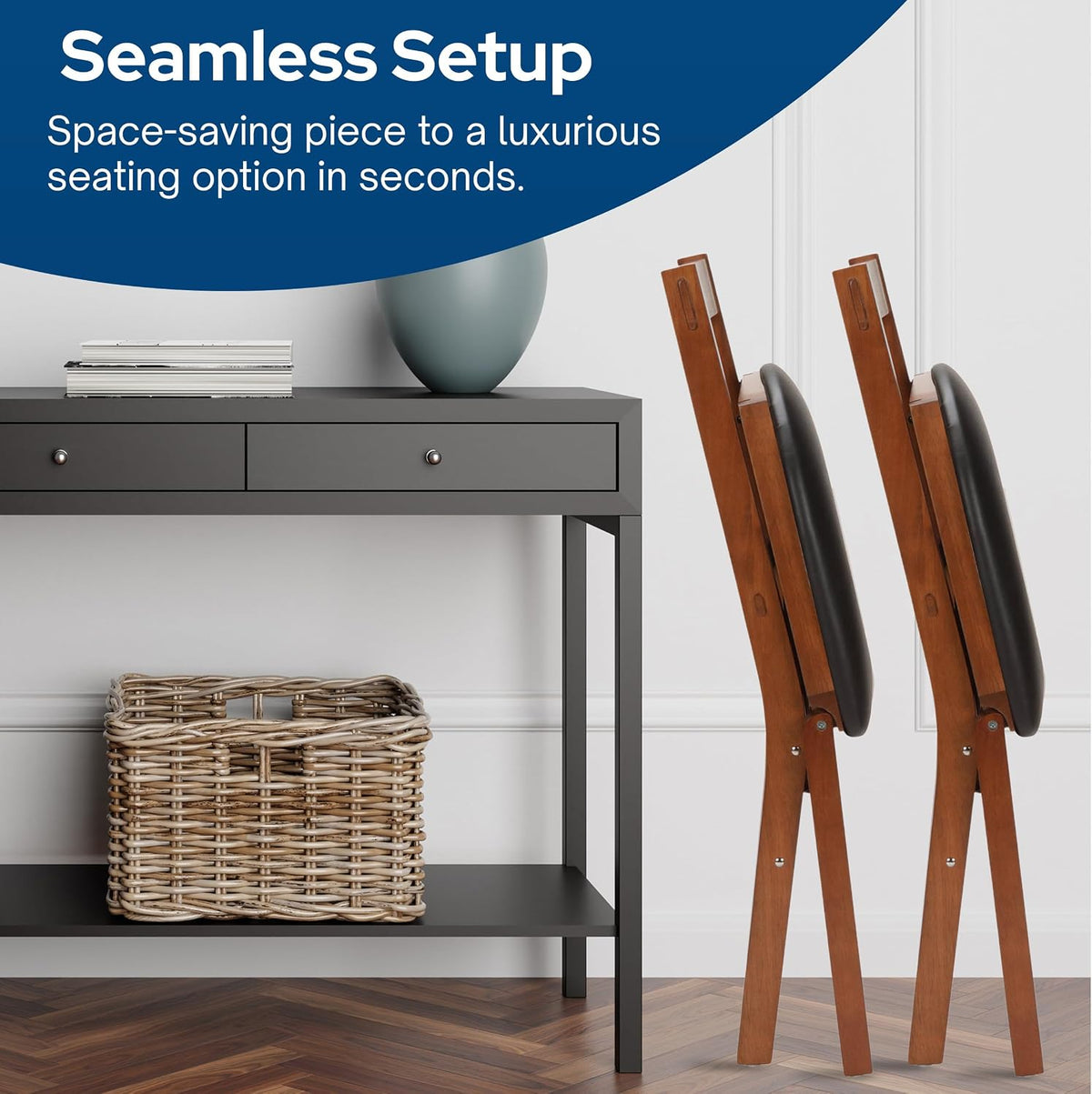 Stakmore True Mission Solid Foldable Wood Dining Chairs, Fruitwood, 2 Pack