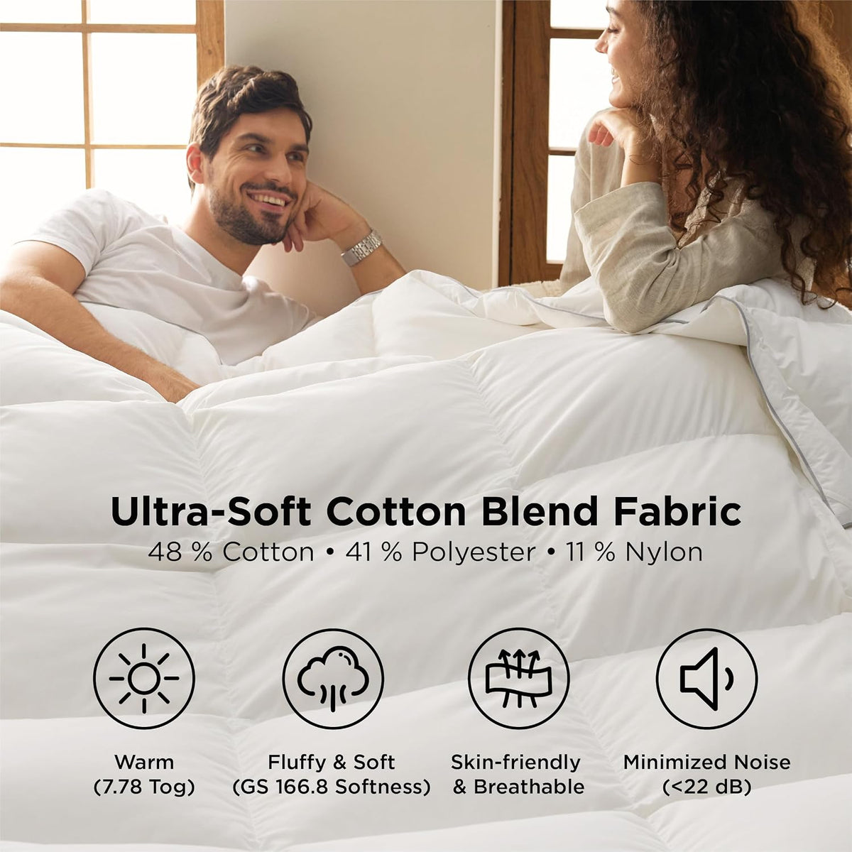 Bedsure PureWoven Feather Down Comforter King Size, All Season Duvet Insert