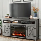 YESHOMY 58" Farmhouse TV Stand for TVs up to 65", Sliding Barn Doors, White