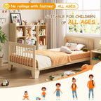 EXPERLAM Montessori Toddler Bed, Variable Twin Floor Bed Frame with Removable Guardrails and Legs, Low Wooden Kids Bed with 10 Slats and Supporting keel, Crib-to-Bed Transition for Bedroom or Nursery