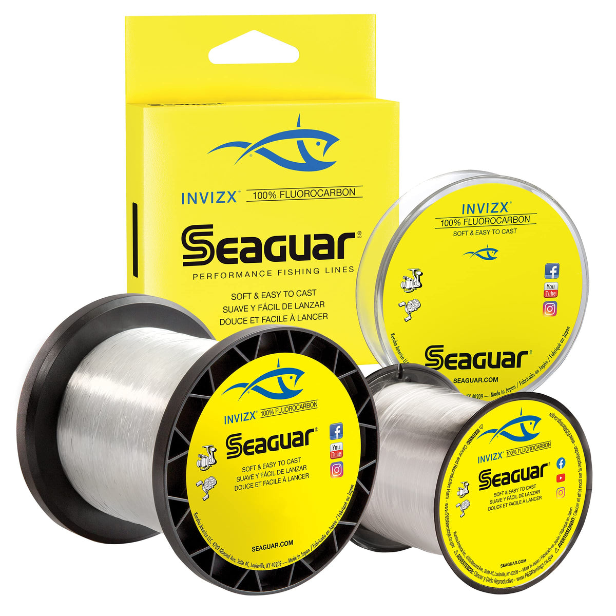 Seaguar InvizX Multi-Species Fishing Line for Casting, Live Bait, Freshwater, 100% Fluorocarbon, Clear, Multiple Sizes