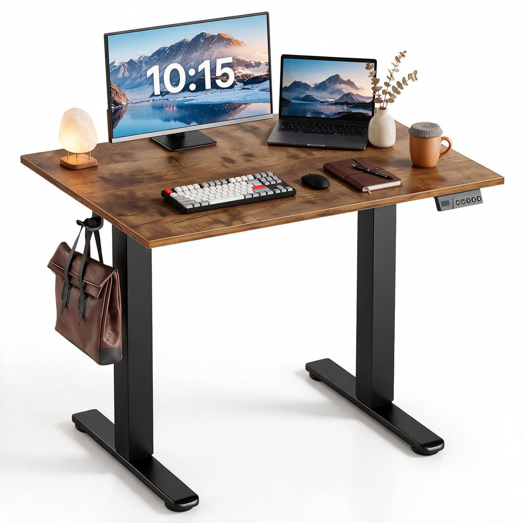 Claiks 32 x 19 Inch Rustic Brown Electric Standing Desk