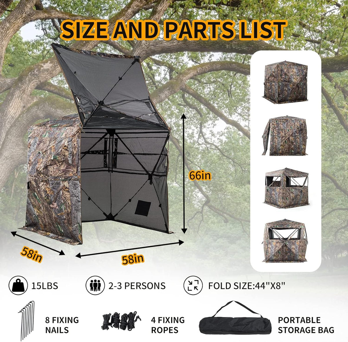 FUNHORUN Hunting Blind 270/360 See Through Deer Blind, Pop Up Ground Blind