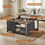 Decofy Lift Top Coffee Table with Storage Adjustable Shelves & Sliding Door