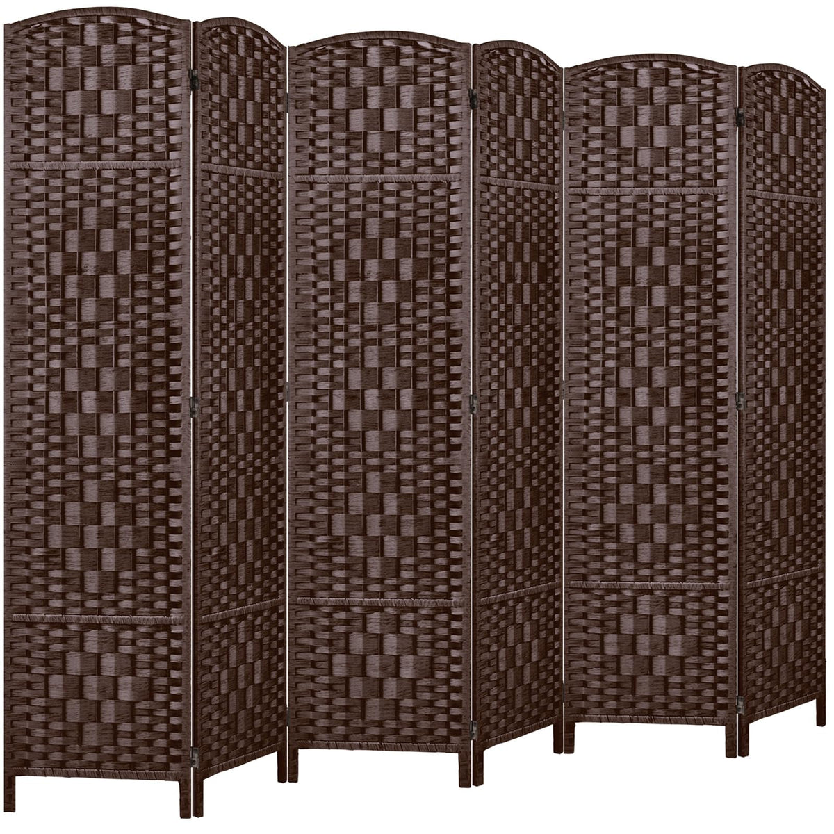 Rose Home Fashion Room Divider, 6 ft Tall Room Dividers and Folding Privacy Screens, 16in Privacy Screen 6 Panel Dark Coffee Space Temporary Wall Foldable Partition Separation