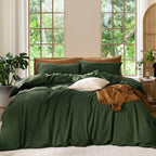 MooMee Duvet Cover Set 100% Washed Cotton Linen Like King