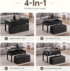 Lift Top Coffee Table with Storage Bench, Black