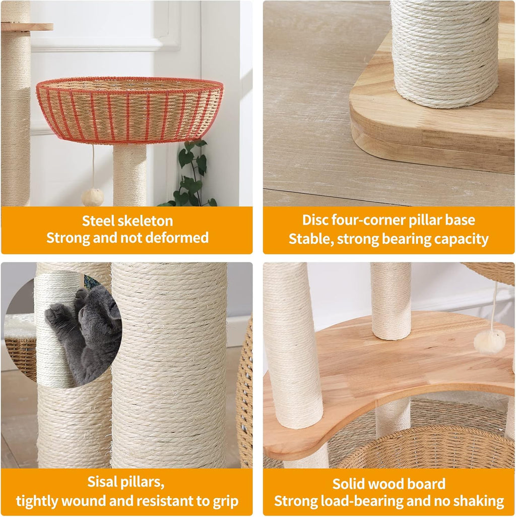 SHODMI 54" Modern Cat Tree Tower for Indoor Cats, Large & Multi-Cat Homes