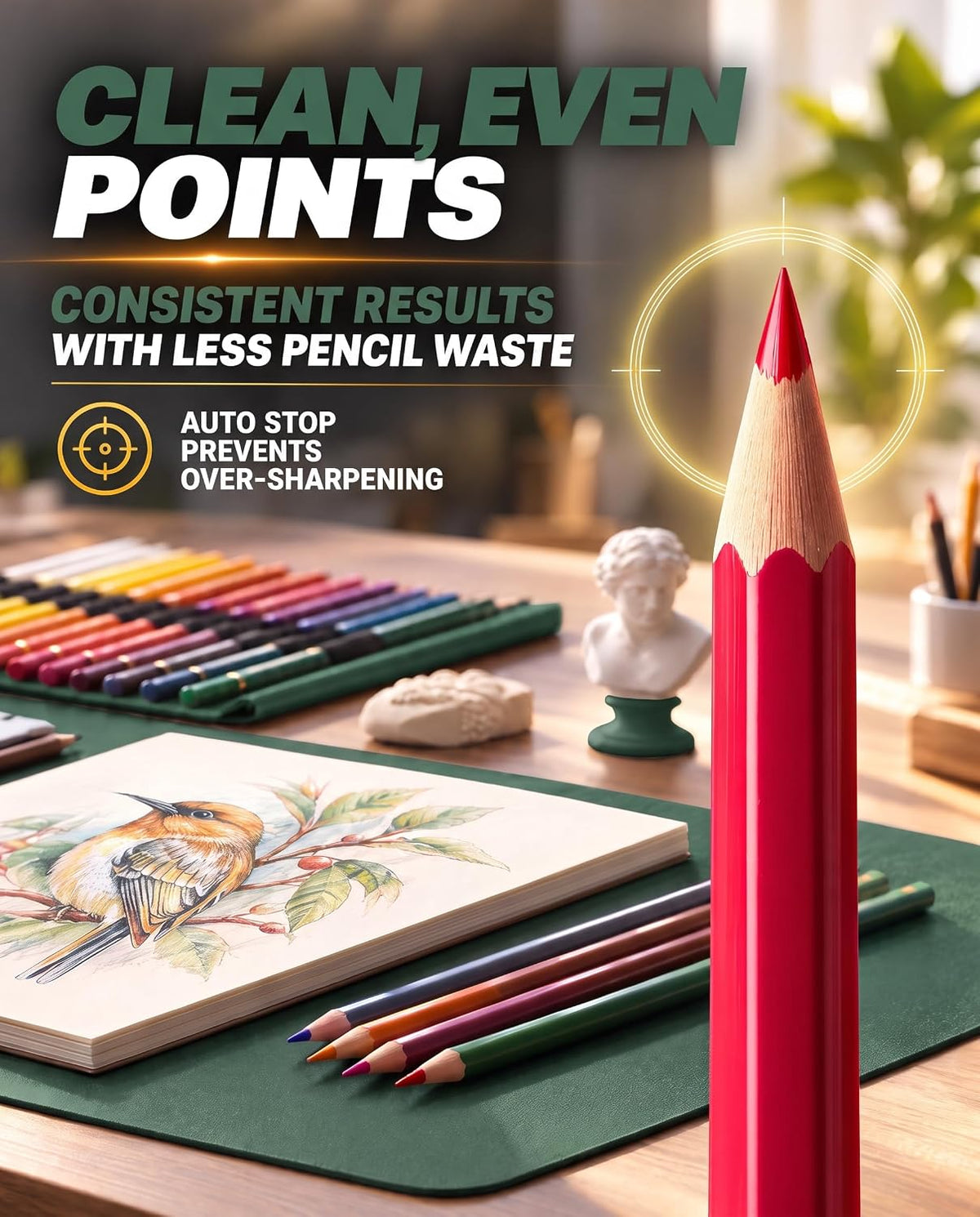AFMAT PSC4 Electric Pencil Sharpener, Fast & Hands-Free, 10K+ Uses, 5 Nibs, Fully Automatic Pencil Sharpener for Classroom, Heavy Duty Sharpeners for No.2/Jumbo Pencils (φ6.5-10.5mm) US Plug(120V)