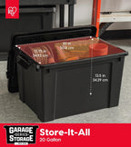 IRIS USA 6-Pack 20 Gal Heavy Duty Lockable Storage Totes with Lids, Black