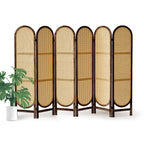 4 Panel Rattan Room Divider, Folding Room Divider Screen, Natural