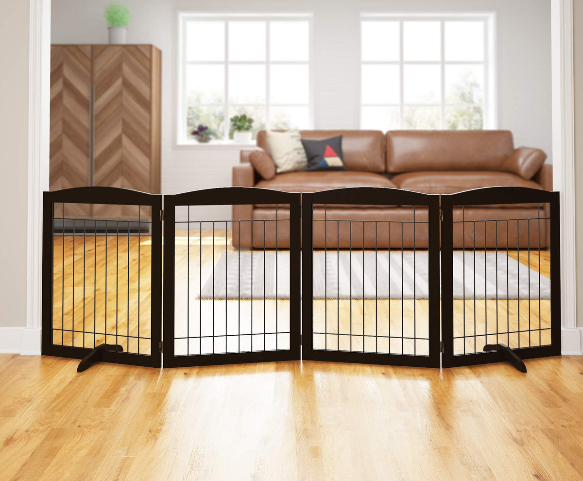 PAWLAND Dog Gate Indoor with Door, Freestanding, Foldable, 144" Wide, 30" H
