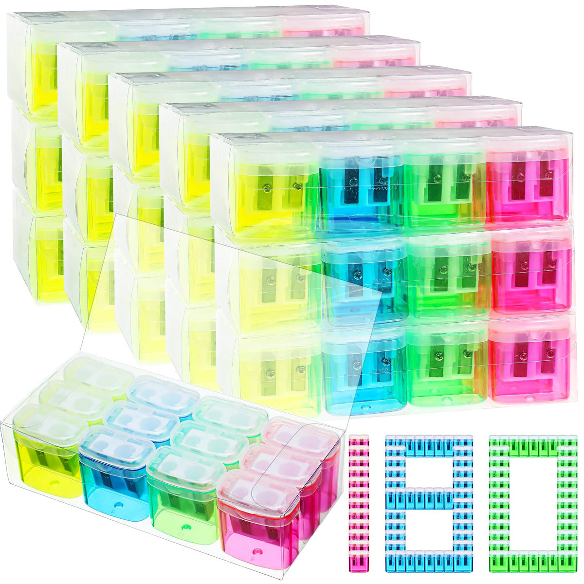 Teling 660 Pcs Manual Pencil Sharpeners Bulk Dual Holes Handheld