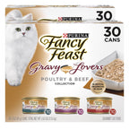 Fancy Feast Purina Gravy Lovers Poultry and Beef Grilled Gourmet Wet Cat Food Variety Pack - 3 oz. Cans,(Pack of 60)