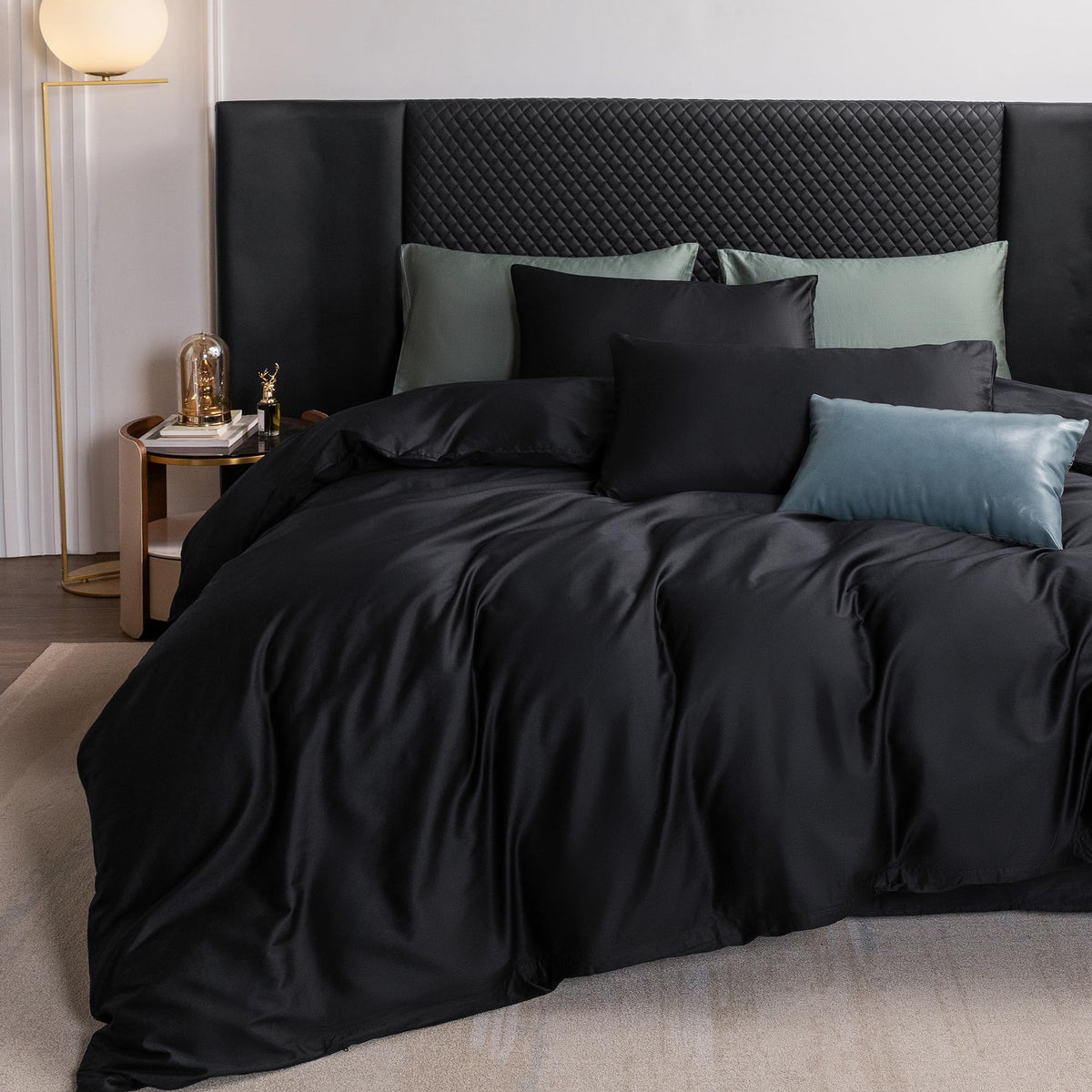 MooMee Queen Duvet Cover Set 100% Extra Long Staple Cotton Cooling Bedding