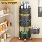 SNTD 5-Tier Fruit and Vegetable Basket Bowls for Kitchen, Rotating, Black