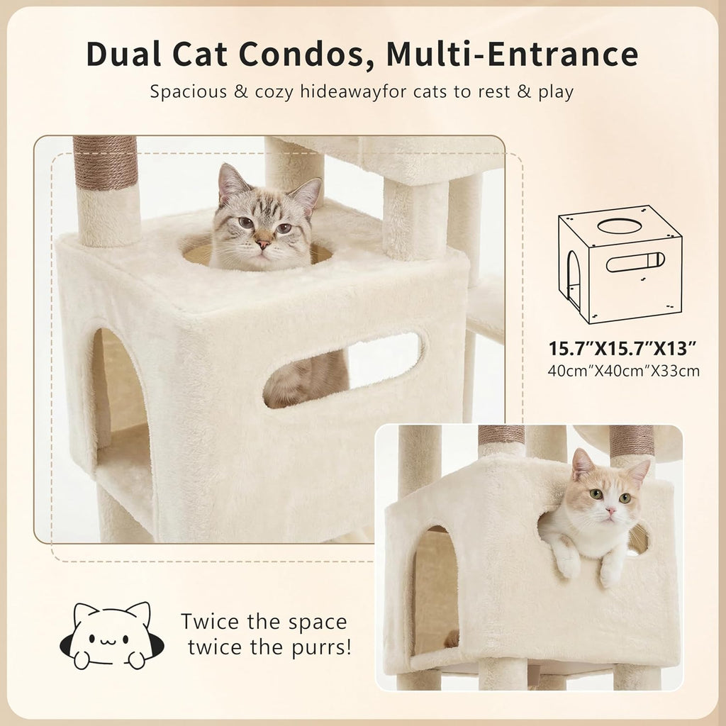 Heybly Cat Tree, 74.8'' Spacious & Tall Cat Tower for Large Cats HCT062MJ-1