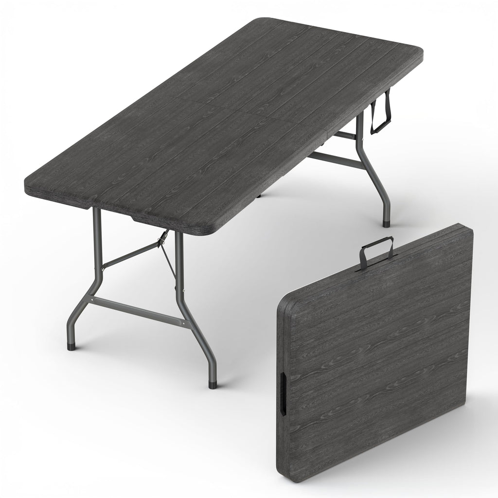 2 PACK of 4 Feet Foldable Table Adjustable Height with Built in Handle, Steel Legs | 4FT Heavy Duty Portable | Perfect for Party Dining Wedding Events Picnic Indoor Outdoor Camping Folding - 4 Foot