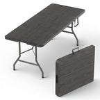 2 PACK of 4 Feet Foldable Table Adjustable Height with Built in Handle, Steel Legs | 4FT Heavy Duty Portable | Perfect for Party Dining Wedding Events Picnic Indoor Outdoor Camping Folding - 4 Foot