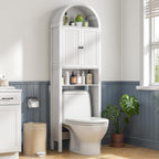 Arched Over The Toilet Storage Cabinet with Fluted Doors, Bathroom Shelf