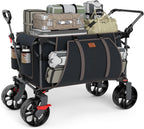 EVER ADVANCED Folding Push Wagon with Brakes, Portable Shopping Cart