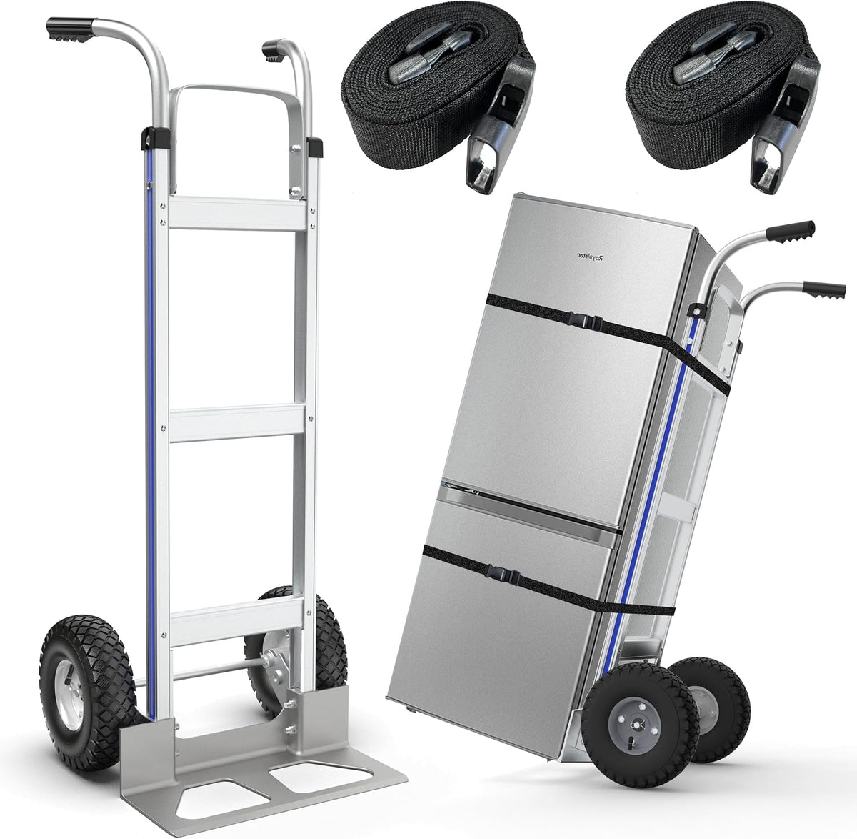 Suzhi Hand Truck Dolly Cart Heavy Duty/with 2 Wheels,600 Lbs Load, 2 Straps for Moving Furniture/Appliance/Carton/Warehouse/Office