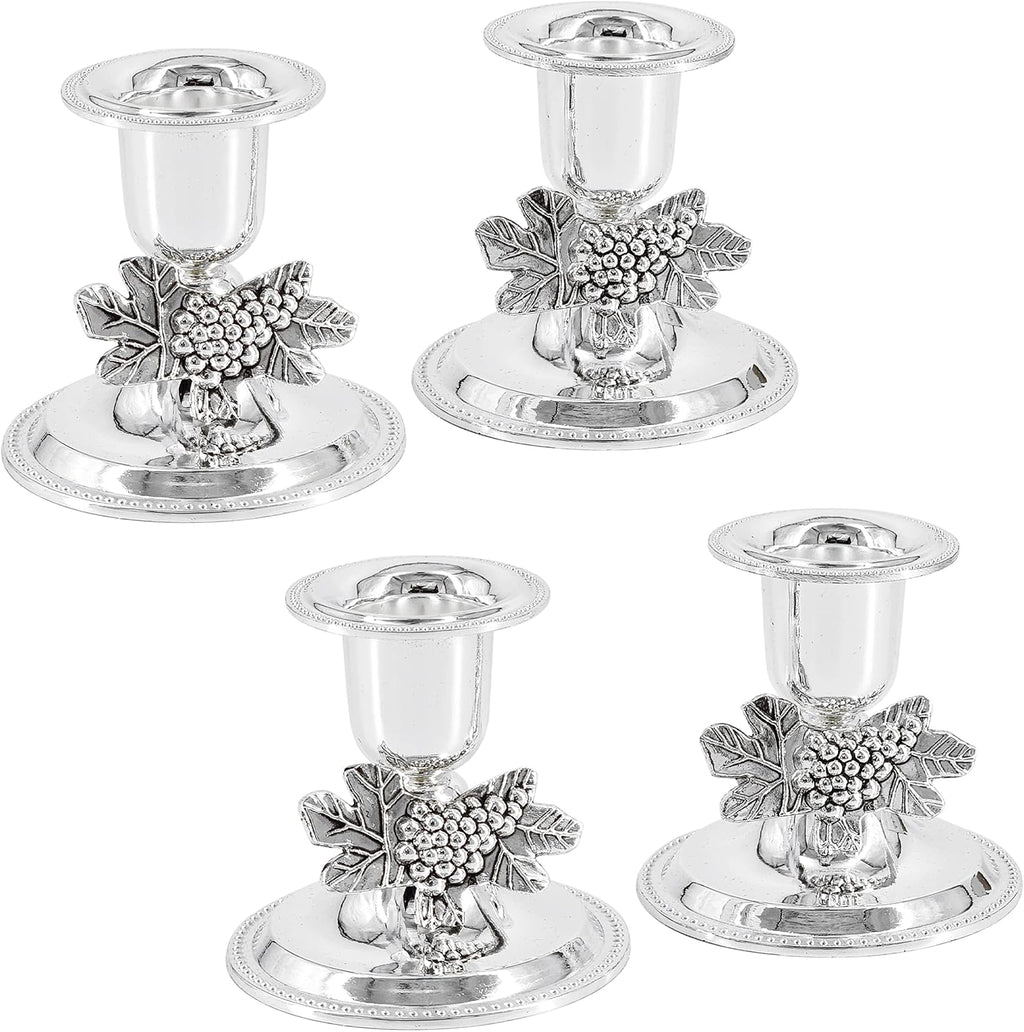 The Dreidel Company Shabbat Candlesticks Candle Holders Silver Plated, 2 Candlesticks Set (2-Pack)