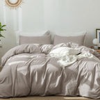 MooMee Duvet Cover Set 100% Washed Cotton Linen Like King