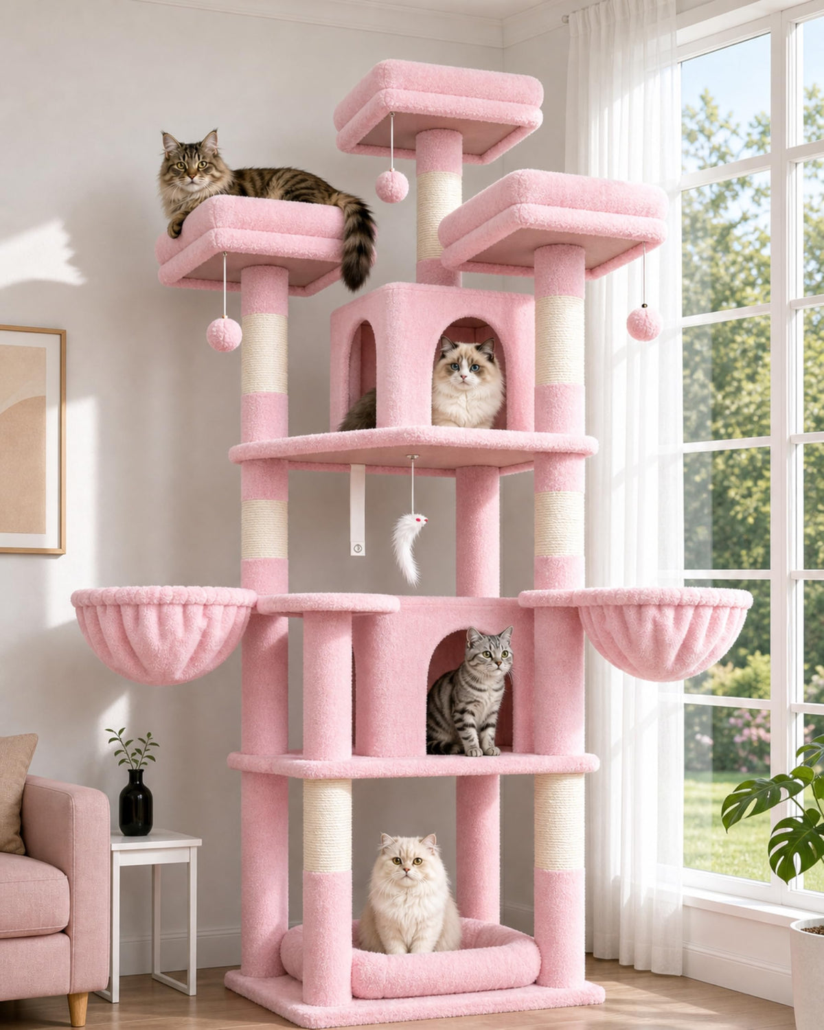 Globlazer Big XXL Cat Tower for Indoor Multiple Cats, F80, Dark Grey
