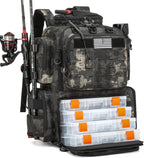 Tactical Fishing Backpack with 4 Tackle Boxes, Rod Holders & Bottle Holder