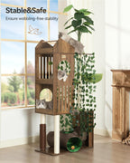 FourFurPets Large Cat Tree with Leaves, 72.8" Tall Cat Tower, Anti-tip Kit