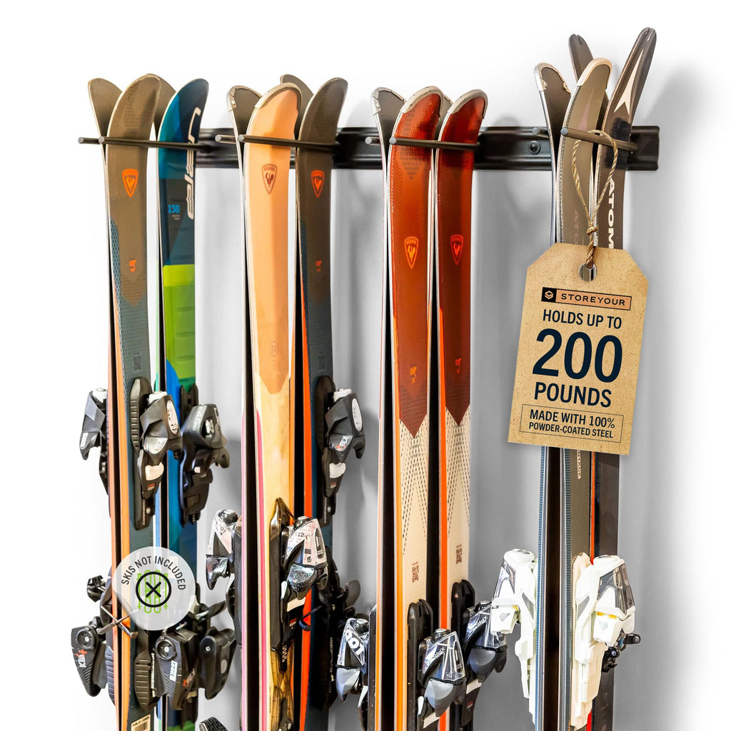 StoreYourBoard Ski Rack Wall Mount – Heavy-Duty Steel Ski Wall Mount Holds Up to 16 Pairs of Skis, Space-Saving Ski Rack for Garage, Home, or Cabin – Durable Wall Storage Organizer - Holds Up to 200lb