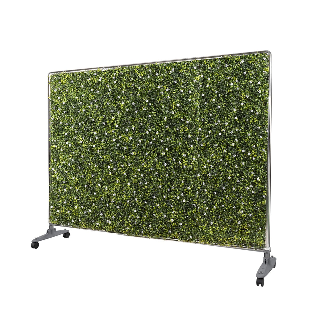 E&K H40xW40 inches Movable Privacy Hedge Fence Artificial Faux Grass Room Space Divider Boxwood Backdrops Stand Decor with Wheels