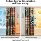 Rustic Farmhouse Cabin Blackout Curtains for Living Room, 96 Inch Long 2 Panels, Woodland Animal Bear Deer Curtains, Retro Country Style Patchwork Plaid Bedroom Window Drapes Treatment