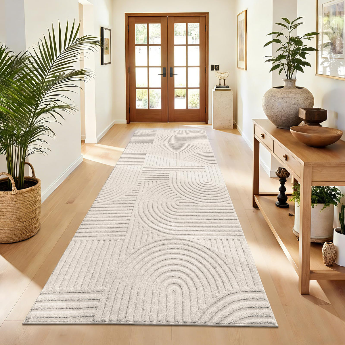 Pauwer 6x9 Area Rugs for Living Room, Modern Non Slip Washable Rug, Beige
