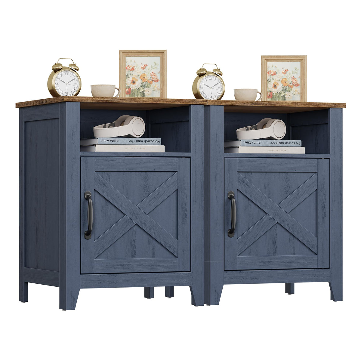 VASAGLE Set of 2 Nightstands with 2 Drawers and Charging Station