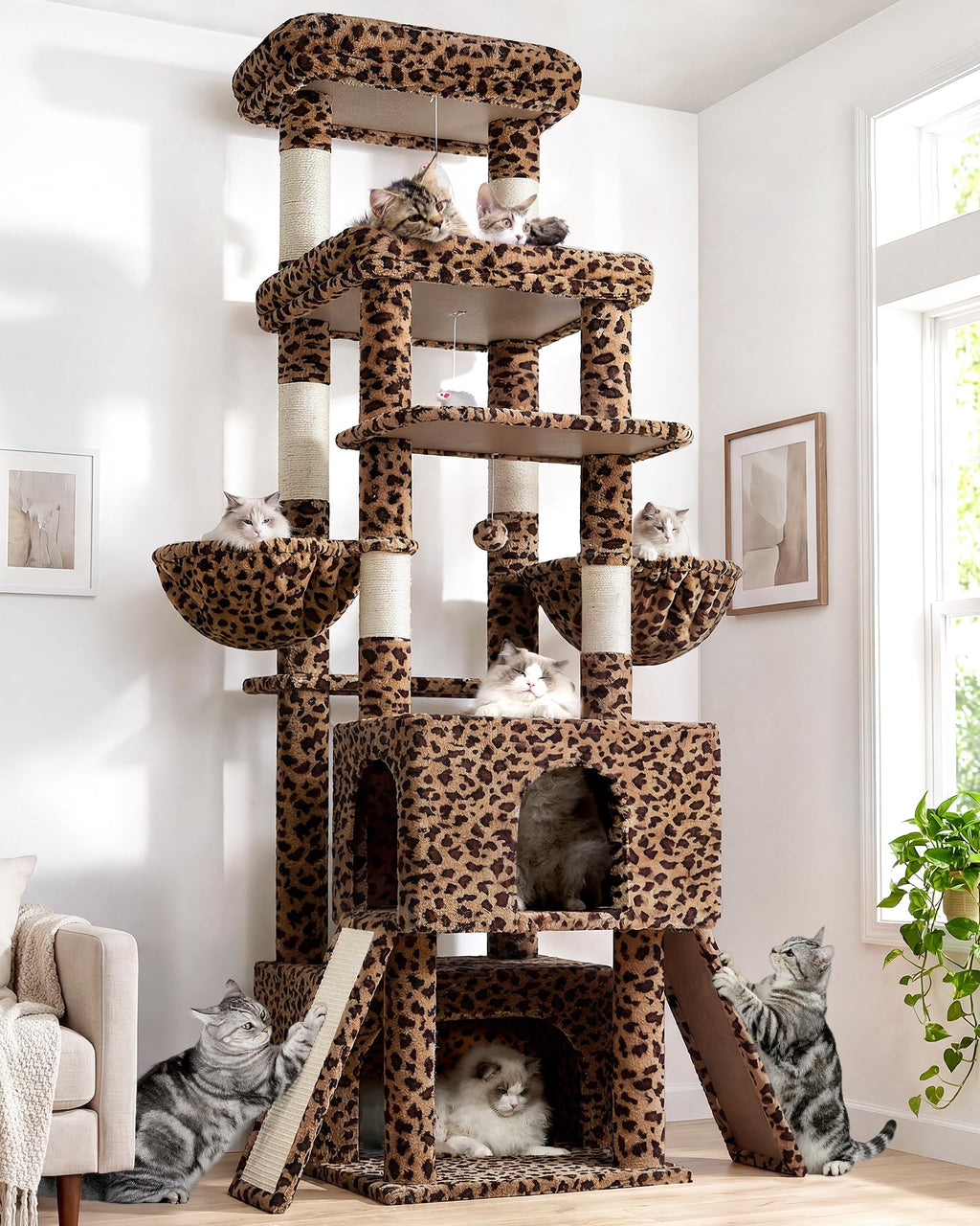 Globlazer Z78 Heavy Duty Cat Tree for 20lbs Large Adult Cats, Beige