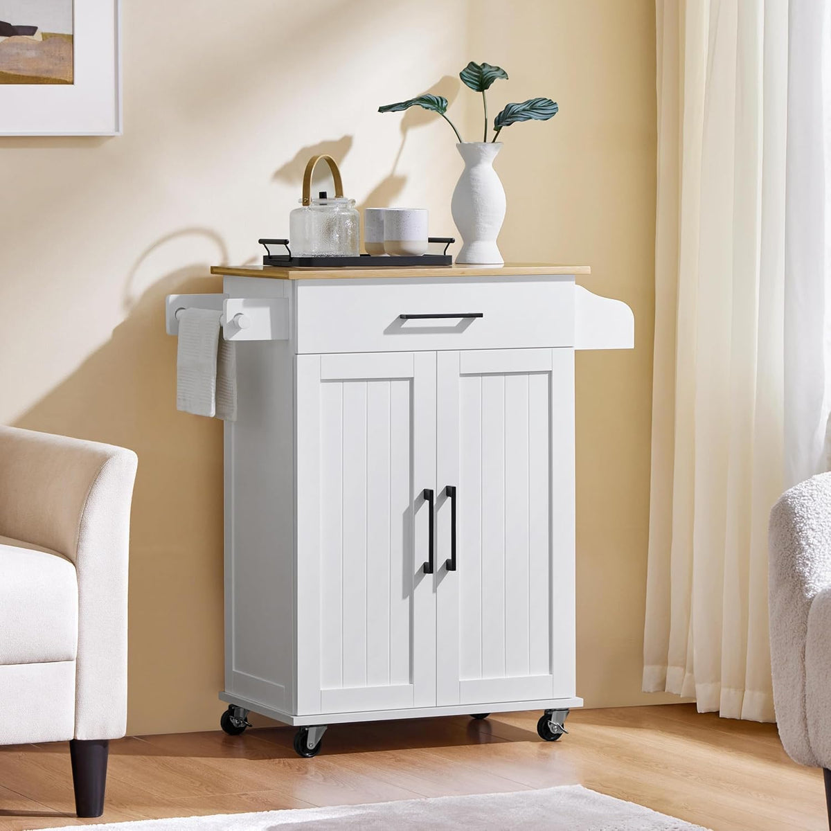 Yaheetech 32 Inches Kitchen Island Cart with Storage Cabinet, Drawer, White