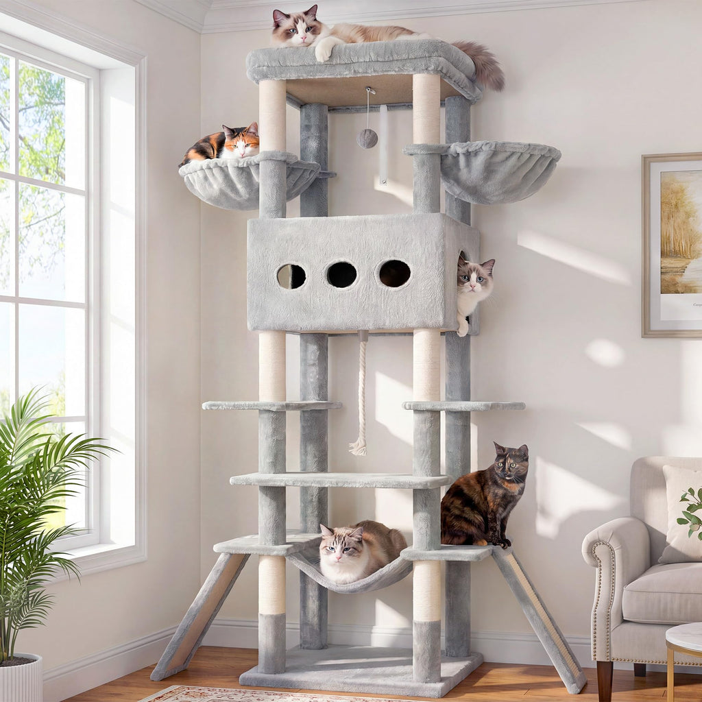 Gitelsnour Cat Tree, 71'' Tower for Large Cat with Scratching Post, GCT032G