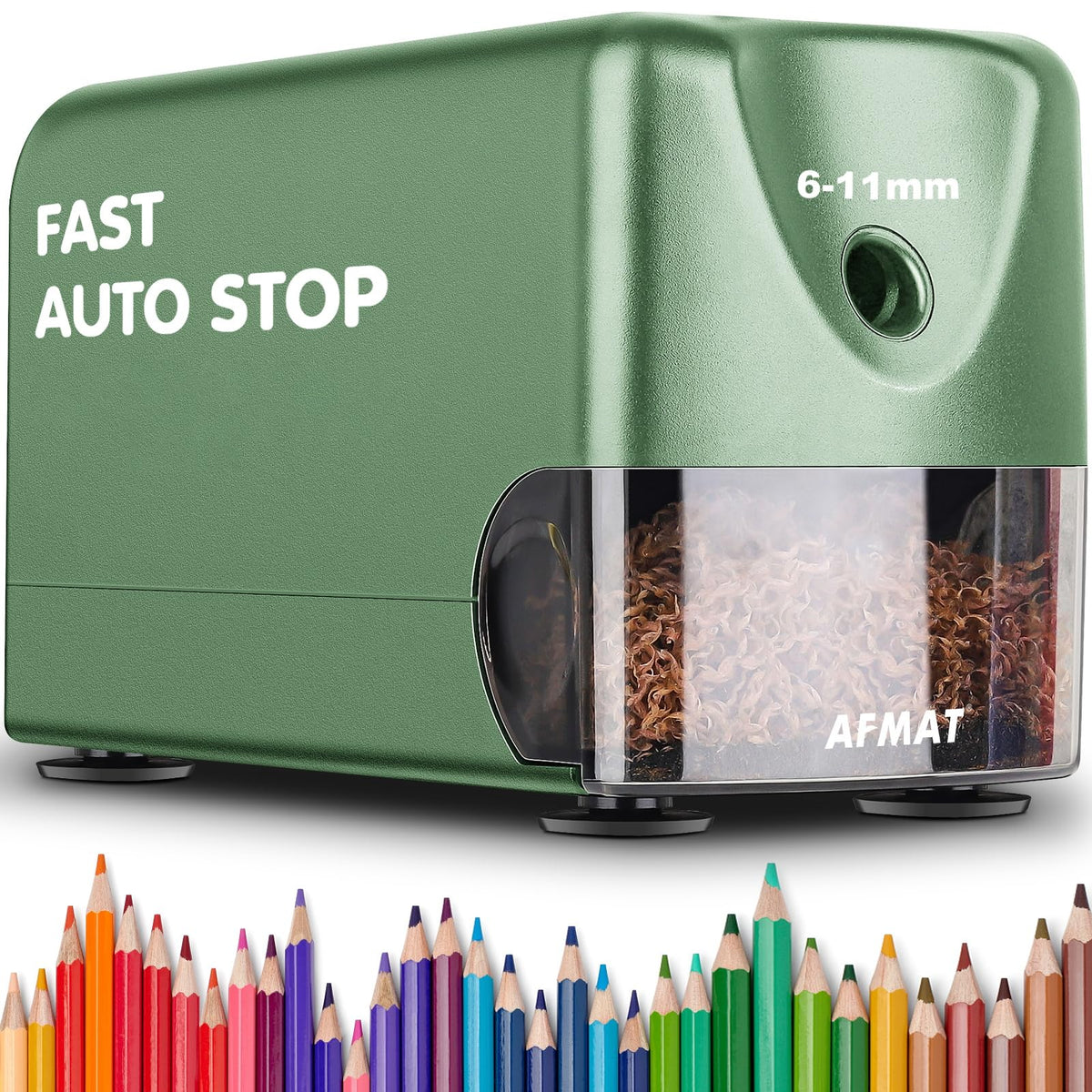 AFMAT Heavy Duty Electric Pencil Sharpener, Auto Stop Classroom Pencil Sharpeners for 6-11mm No.2/Colored Pencils, Pencil Sharpener for Large Pencils, Sharp Point, Save Pencil, PSX3 (Pack of 2)