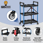 WORKPRO 3-Tier Collapsible Utility Cart, 210 LBS Cart with Wheels