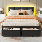 Furnulem Full Size Bed Frame with Upholstered Headboard & 2 Storage Drawers