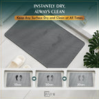 Extra Large Diatomaceous Earth Stone Bath Mat (31.5” x 19.7”) Dark Gray XL
